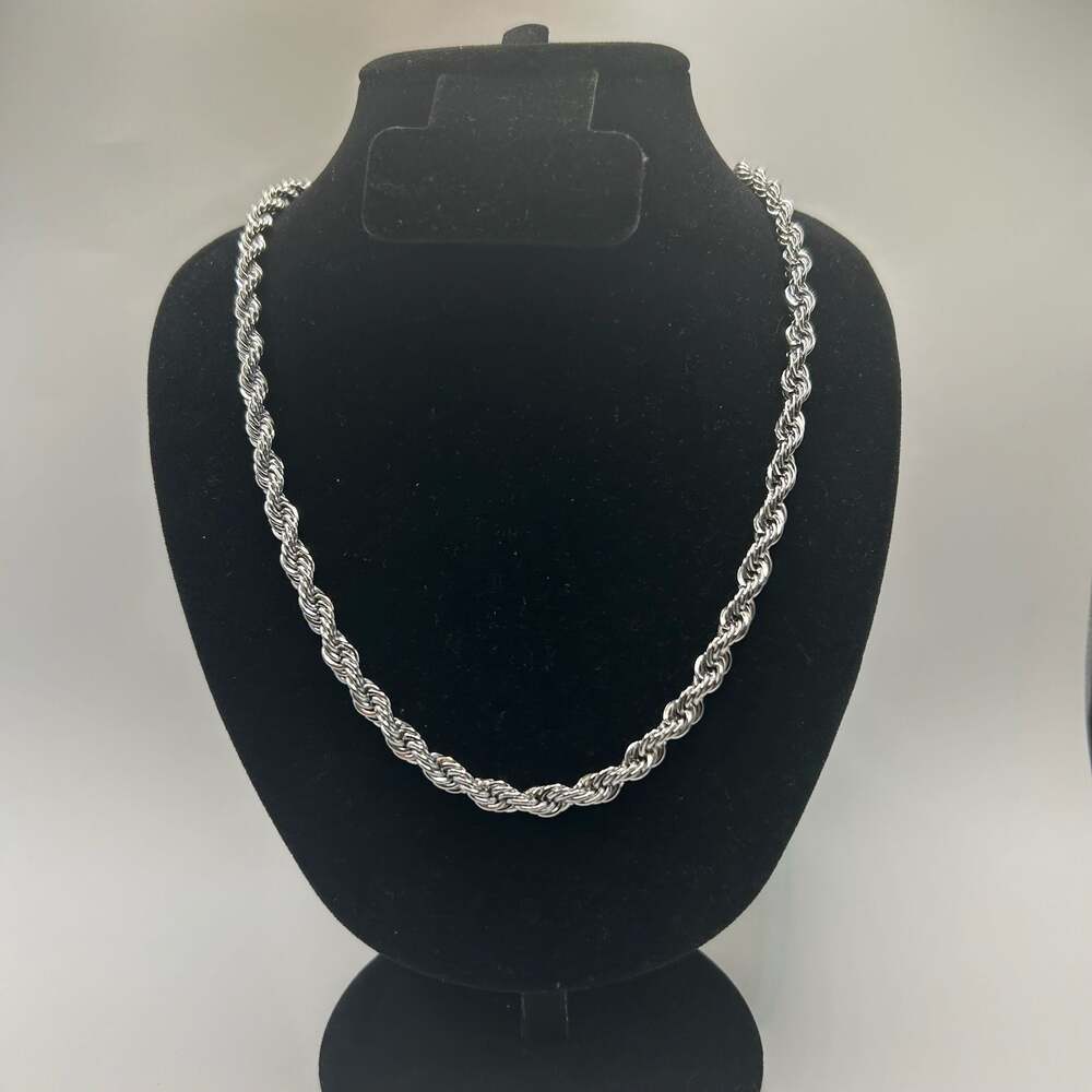 Unisex Real 925 Silver Rope Chain Plated 6mm 20 Inch Non Tarnish Sleek Durable - Picture 1 of 4